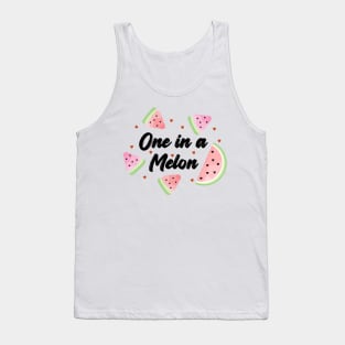 Watercolor watermelon with quote "One in a Melon" Tank Top